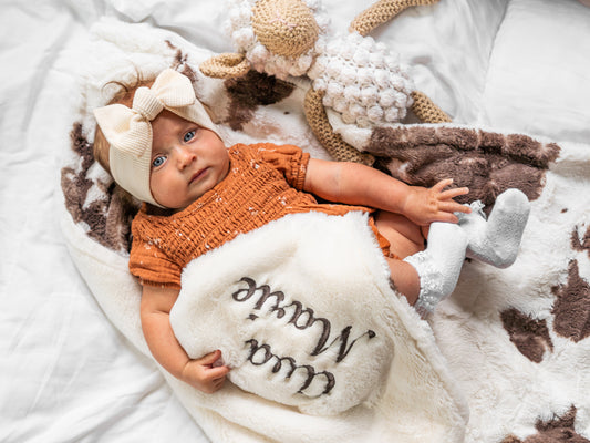 Brownie Calf Minky Baby Blanket - Western Baby Blanket - Personalized