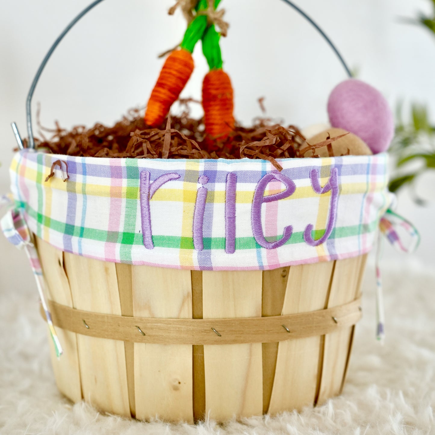 Personalized Easter Basket, Easter Plaid, PM