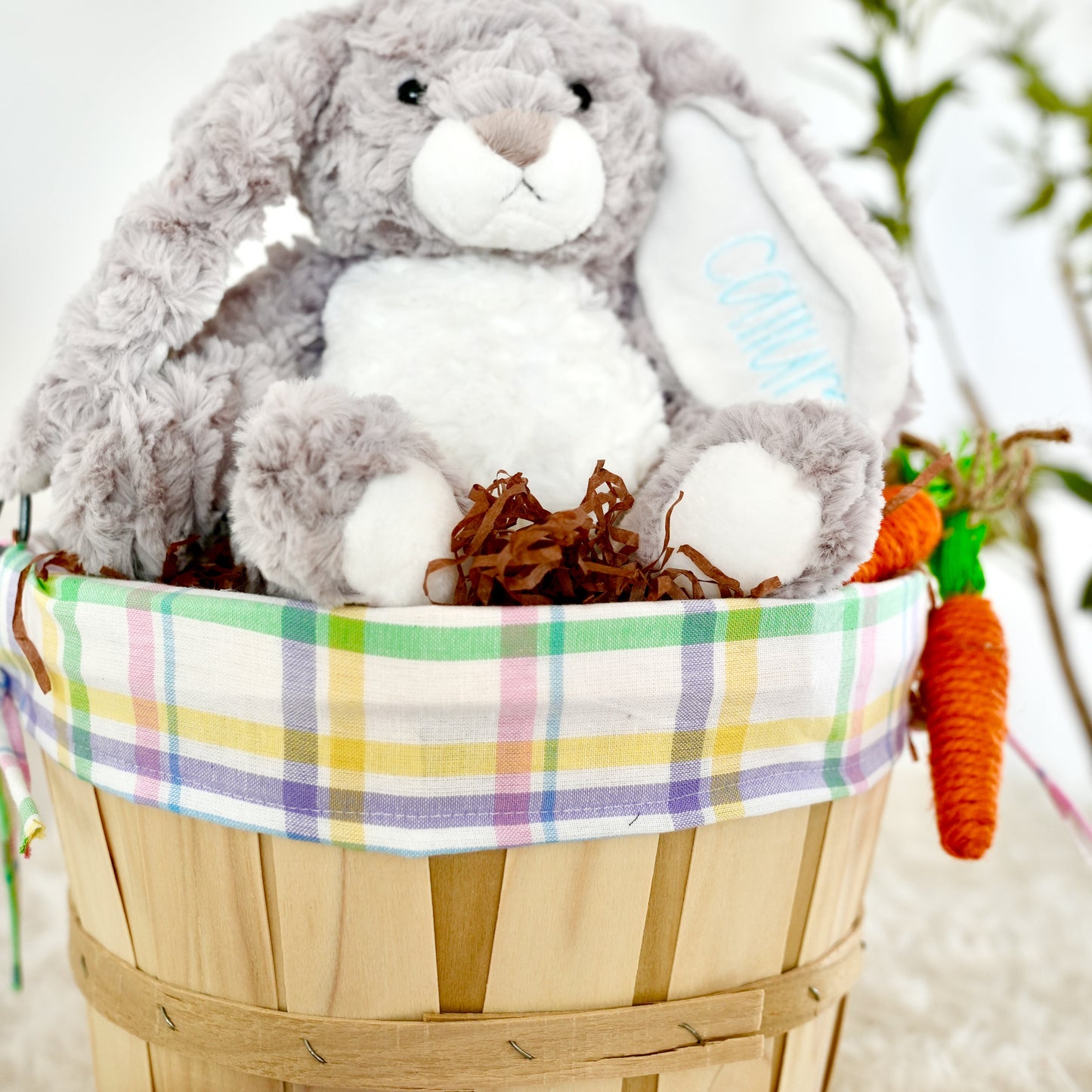 Personalized Easter Basket, Easter Plaid, PM