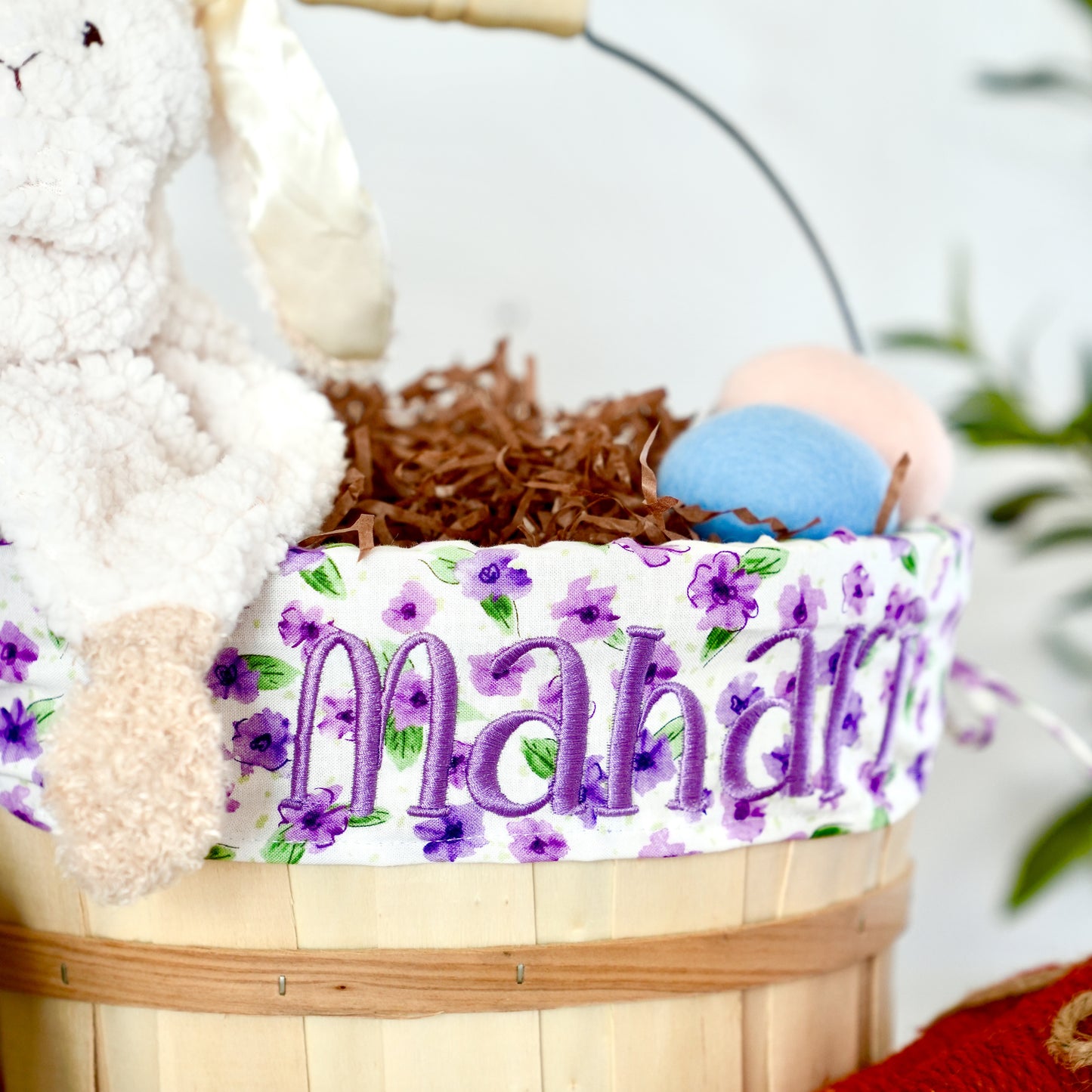Personalized Easter Basket, Plum Petals Small, PM