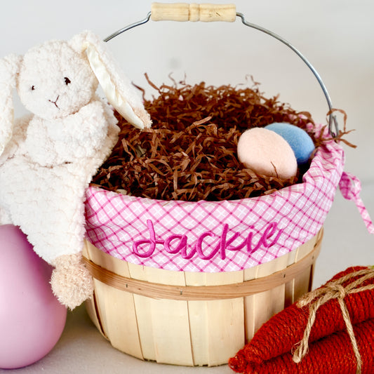 Personalized Easter Basket, Joy Plaid Pink, PM