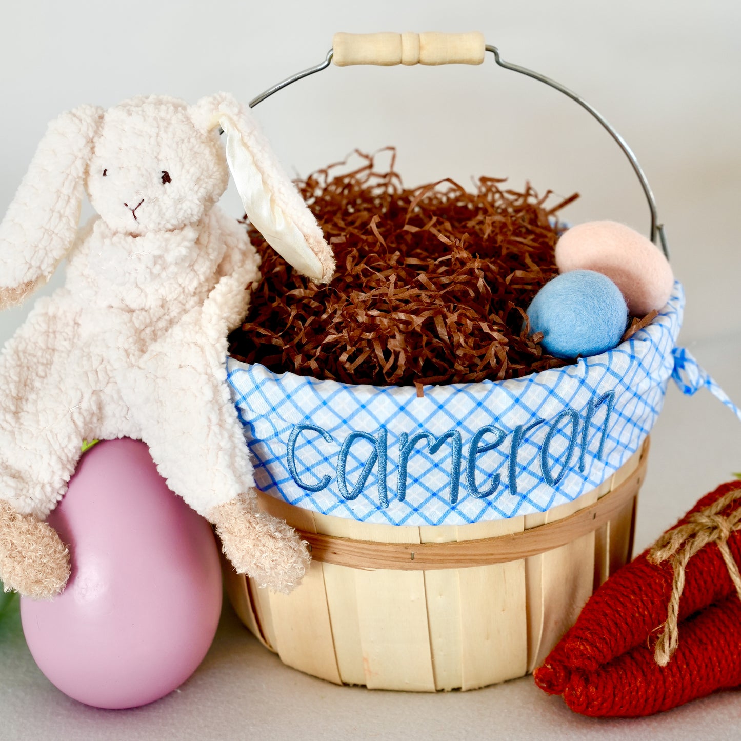 Personalized Easter Basket, Special Delivery Plaid Blue, PM