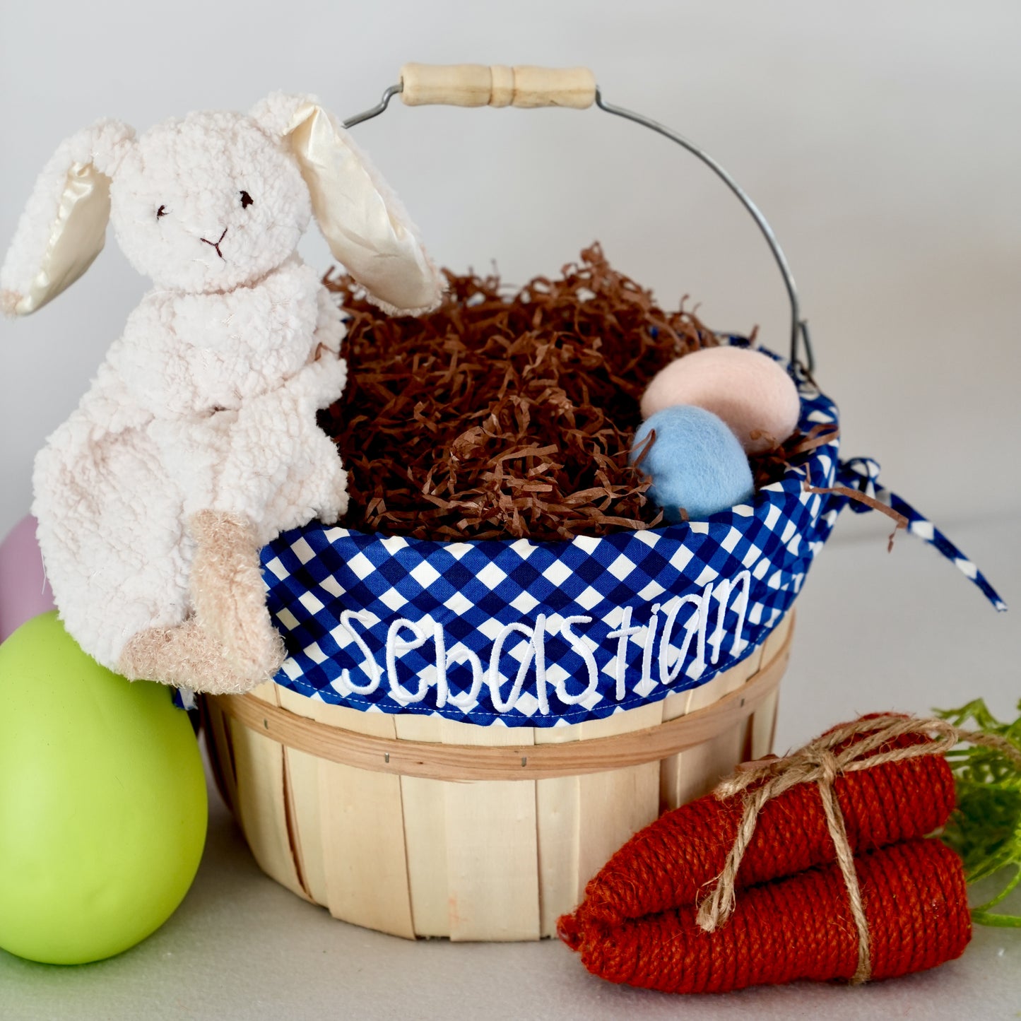 Personalized Easter Basket, Freedom Gingham Blue, PM