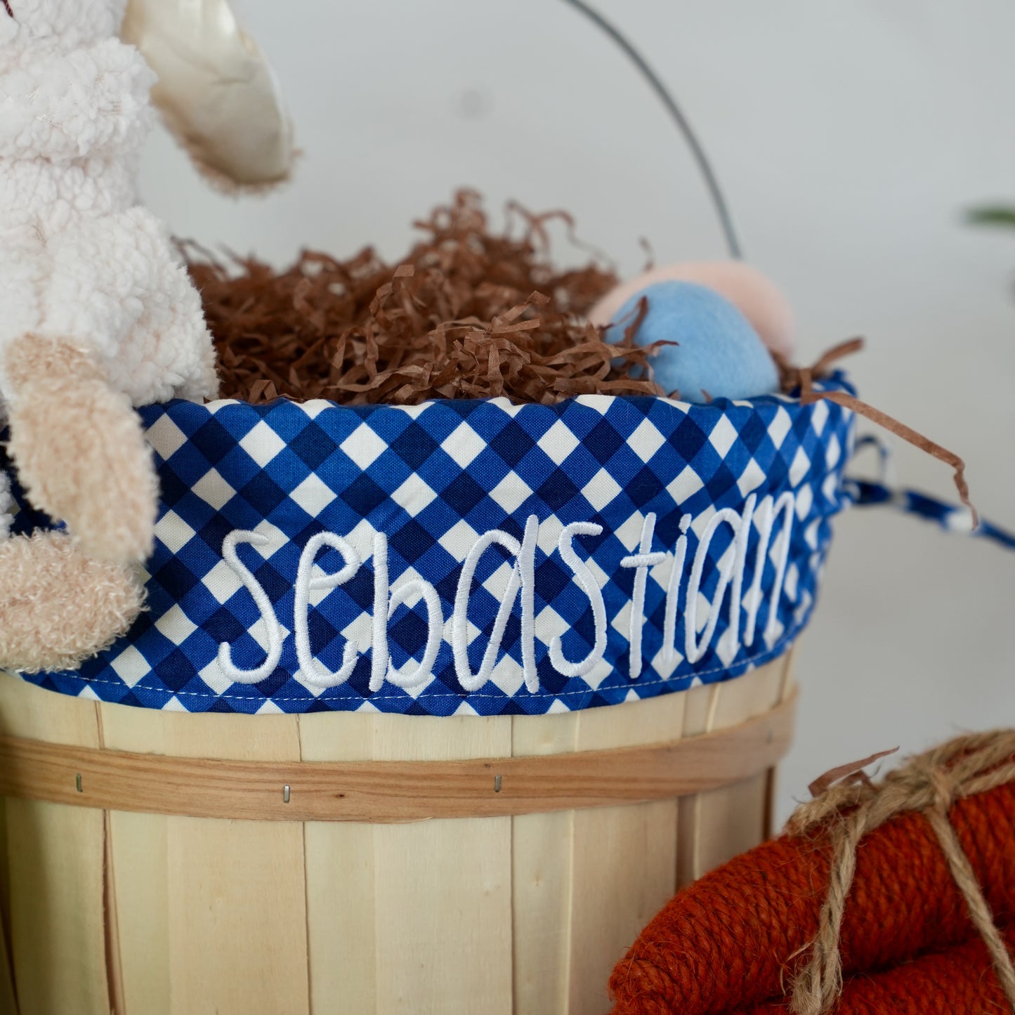 Personalized Easter Basket, Freedom Gingham Blue, PM