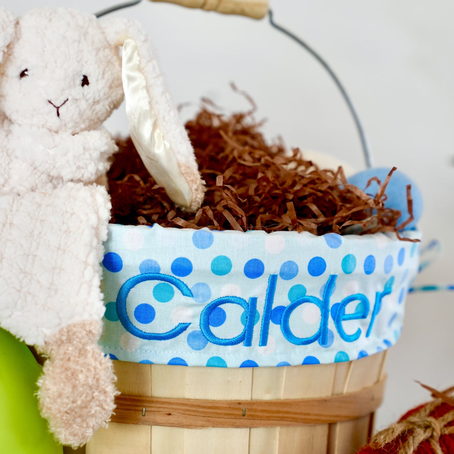 Personalized Easter Basket, Blue Dots, PM