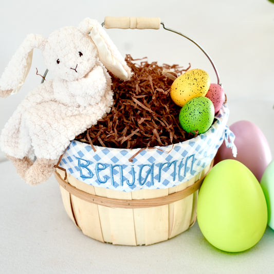 Personalized Easter Basket, Freedom Garden Gingham Sky, PM