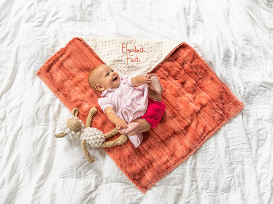 Vienna Adobe Minky Baby Blanket - Coral Baby Blanket - Personalized