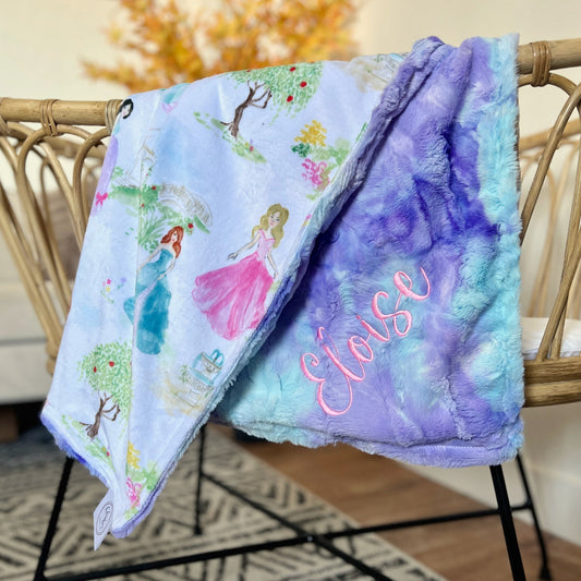Once Upon a Time Princess Minky Baby Blanket - Mermaid Baby Blanket - Personalized