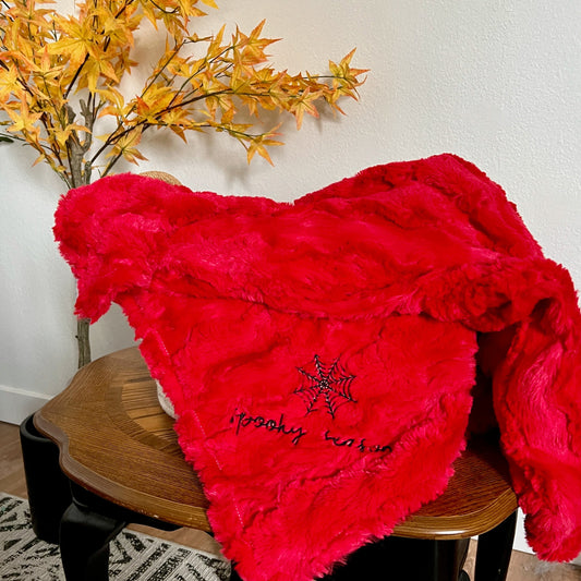 Spooky Season Red Glacier Minky Baby Blanket - Personalized