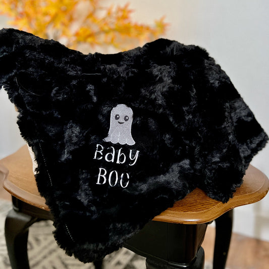 Baby Boo Black Glacier Minky Baby Blanket - Personalized