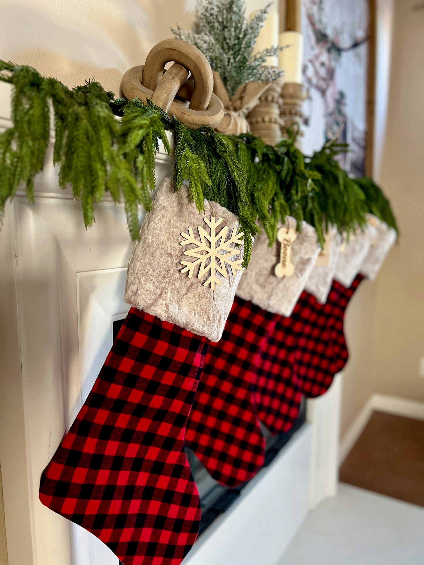 Red Buffalo Check Plaid Christmas Stocking - Personalized