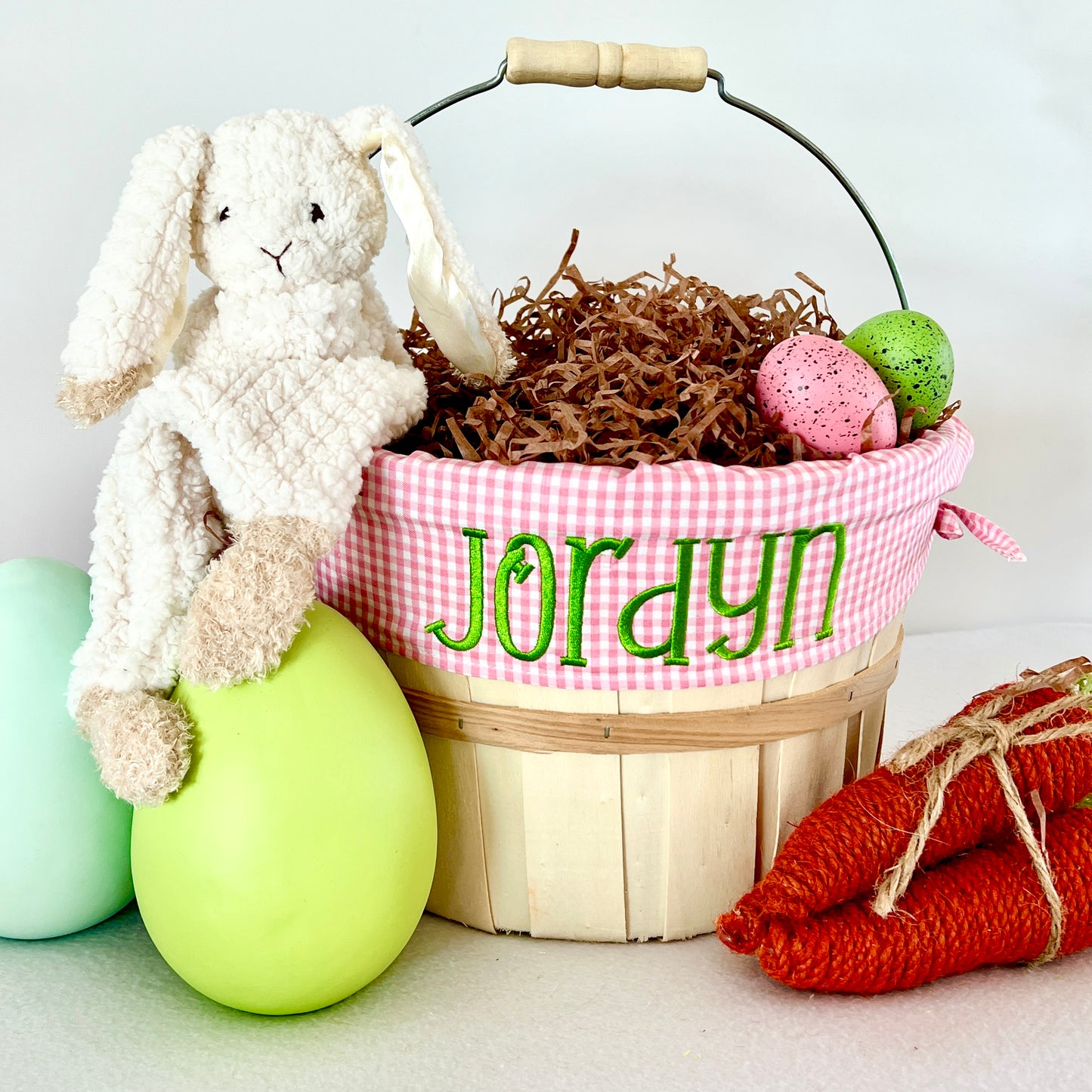 Personalized Easter Basket, Tiny Baby Pink Gingham, PM