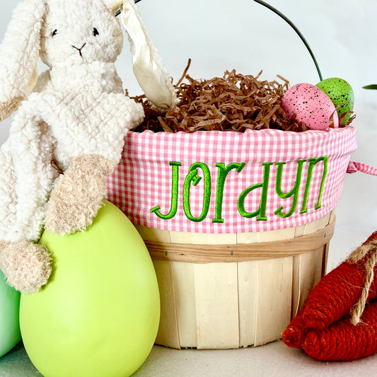 Personalized Easter Basket, Tiny Baby Pink Gingham, PM