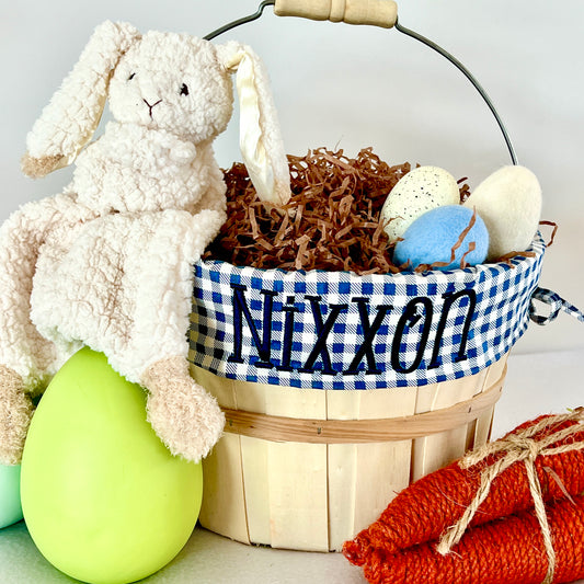 Personalized Easter Basket, Bee Blue Gingham, PM