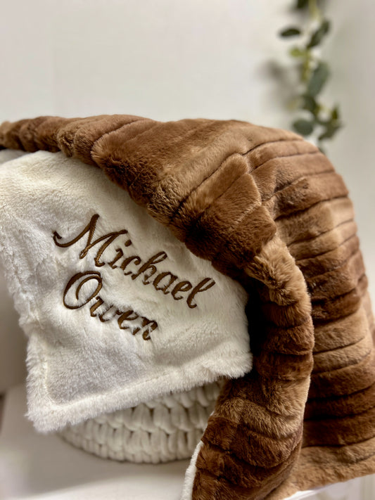 Vienna Pecan Minky Baby Blanket - Personalized