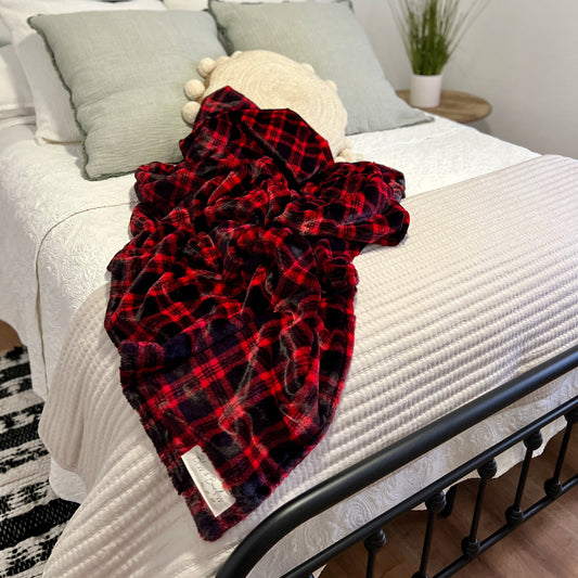 Red Plaid Adult Throw Blanket - Christmas Throw