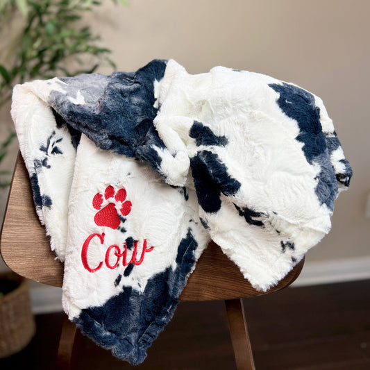 Bessie Calf Minky Pet Blanket - Western Cow Blanket - Personalized