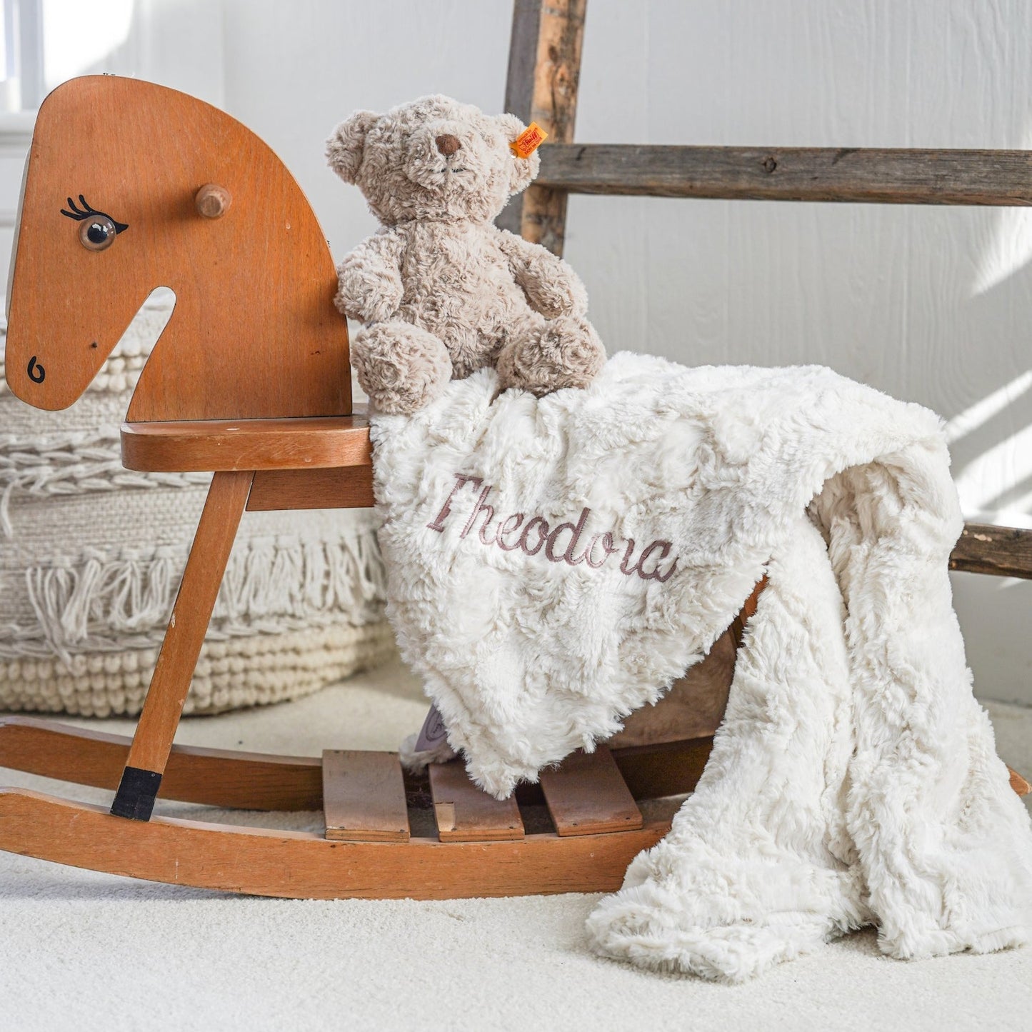 Ivory Glacier Minky Baby Blanket - Neutral Baby Blanket - Personalized