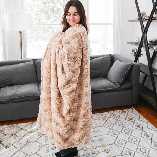 Latte Glacier Adult Throw Blanket