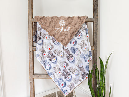 Snowman Baby Blanket - Winter Baby Blanket - Personalized