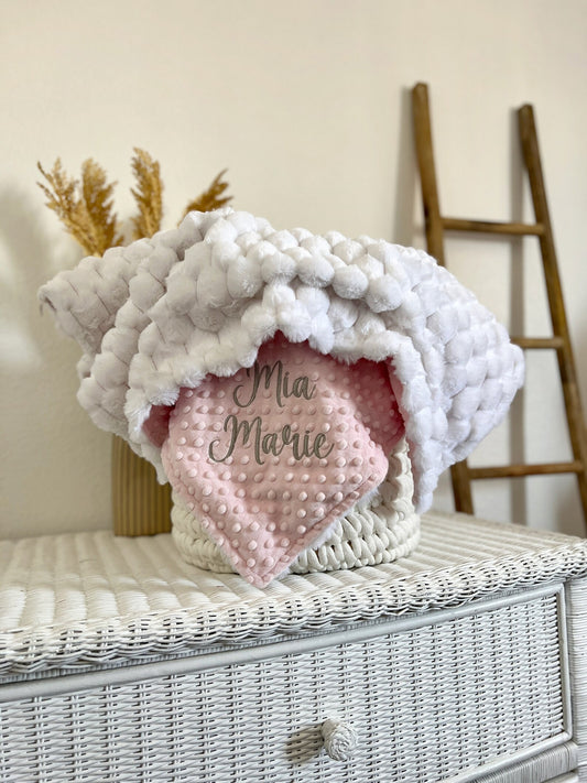White Cloud Nora Minky Baby Blanket - Personalized