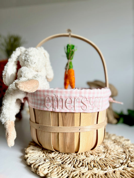 Embroidered Easter Basket, Custom Kids Basket, Easter, Basket, Personalized Easter Basket, Baby Girl First Easter Basket, Rosewater Gingham