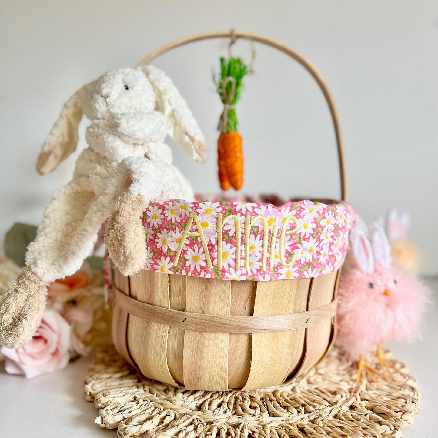 Embroidered Easter Basket, Custom Kids Basket, Easter, Basket, Personalized Easter Basket, Daisy Basket, Girly Easter