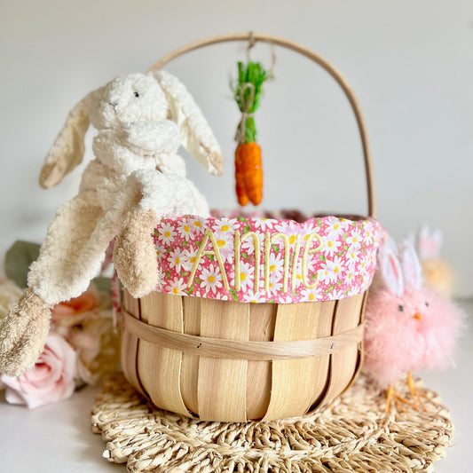 Embroidered Easter Basket, Custom Kids Basket, Easter, Basket, Personalized Easter Basket, Daisy Basket, Girly Easter
