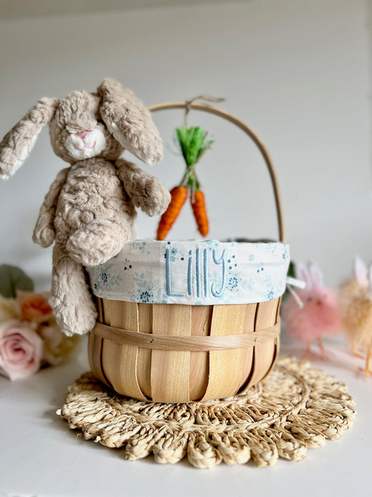 Embroidered Easter Basket, Custom Kids Basket, Easter, Basket, Personalized Easter Basket, Baby Boy First Easter Basket, Baby Blue Floral