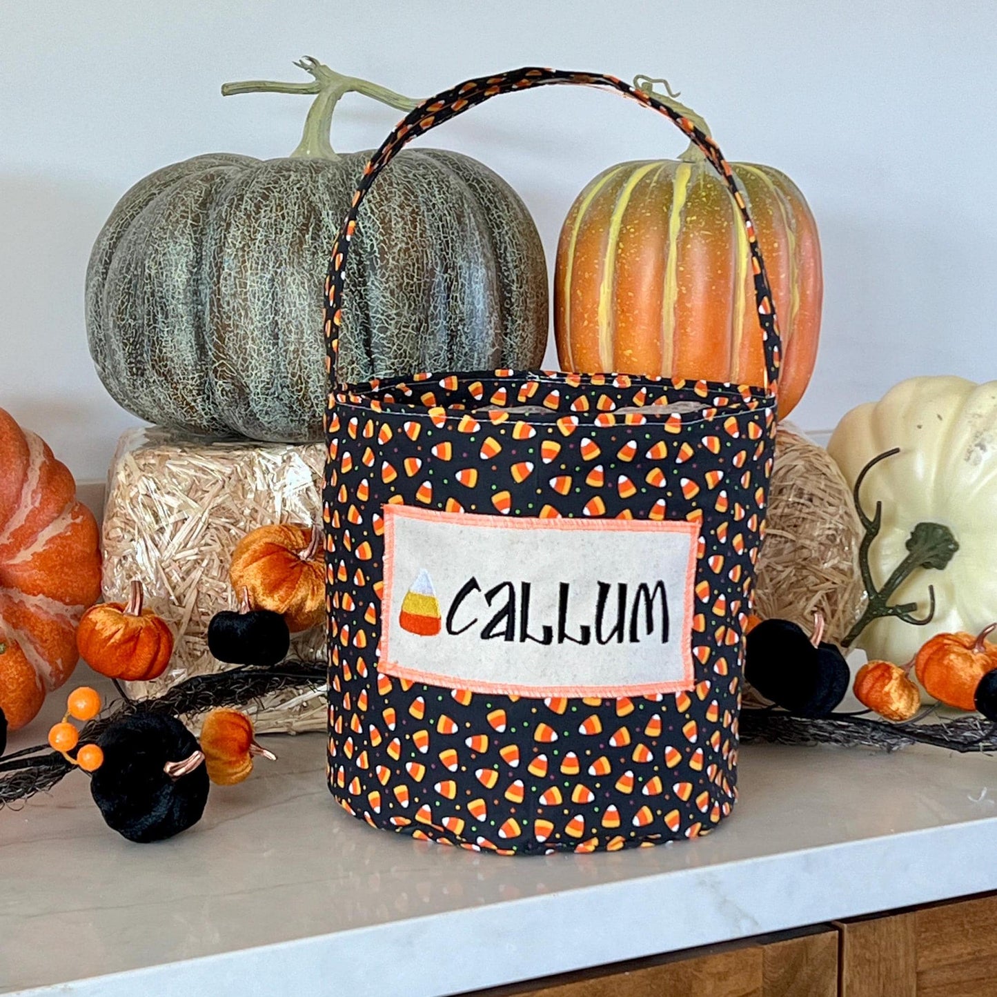 Trick or Treat Bag, Custom Halloween Bag, Candy Corn Trick-or-Treat Bucket, Personalized, Embroidered Halloween Basket, Limited Time Only!