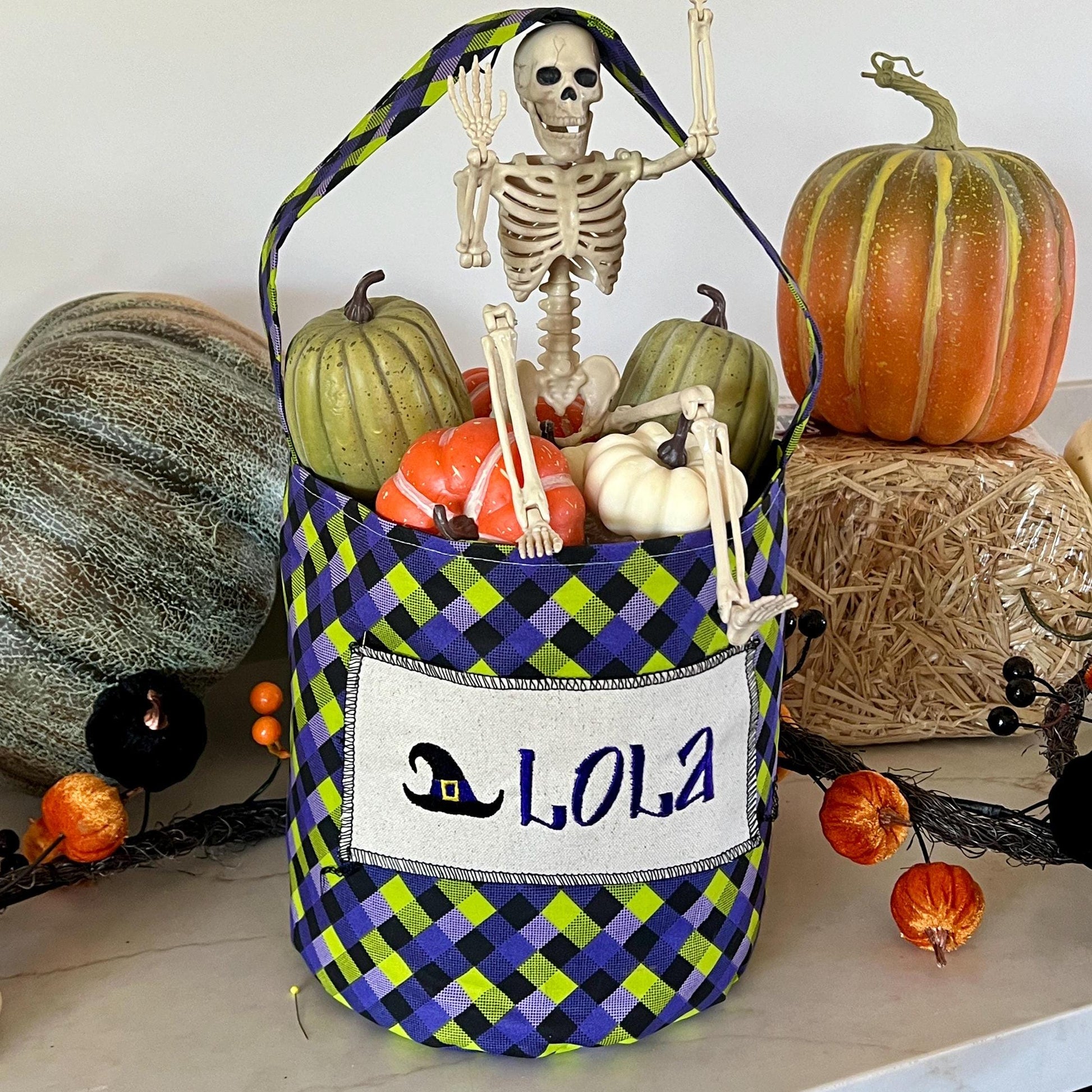 Trick or Treat Bag, Custom Halloween Bag, Witch Trick-or-Treat Bucket, Personalized, Embroidered Halloween Basket, Limited Quantities Only!