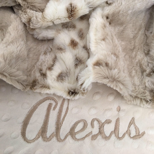 Arctic Lynx Minky Baby Blanket - Personalized