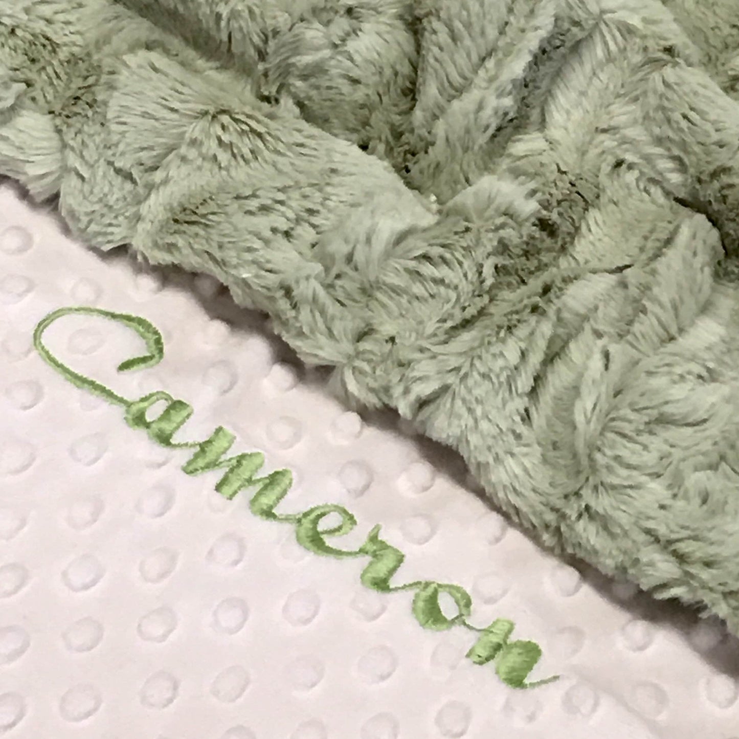 Sage Green Minky Baby Blanket - Personalized