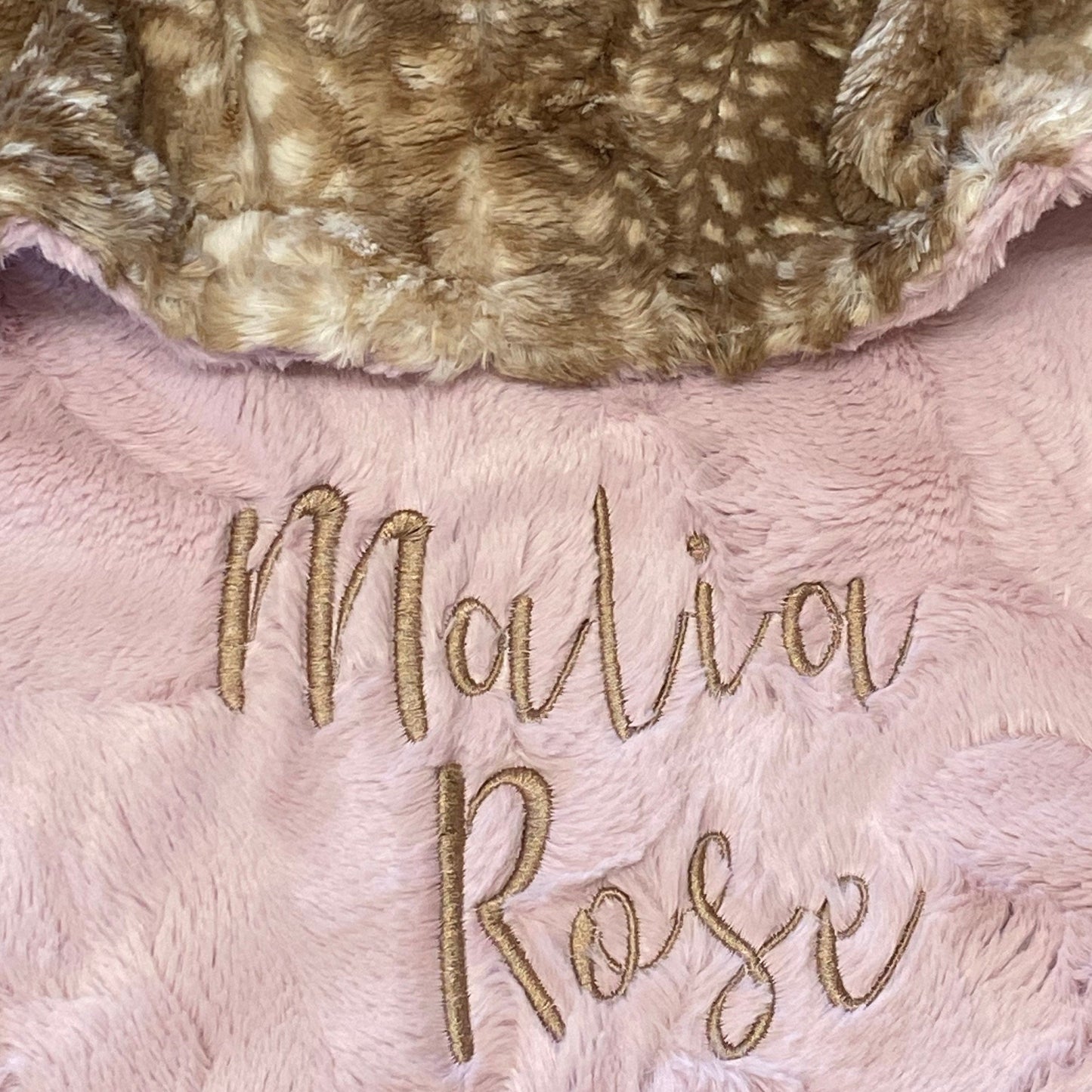 Woodland Fawn Minky Baby Blanket - Brown Fawn Baby Shower Gift - Personalized