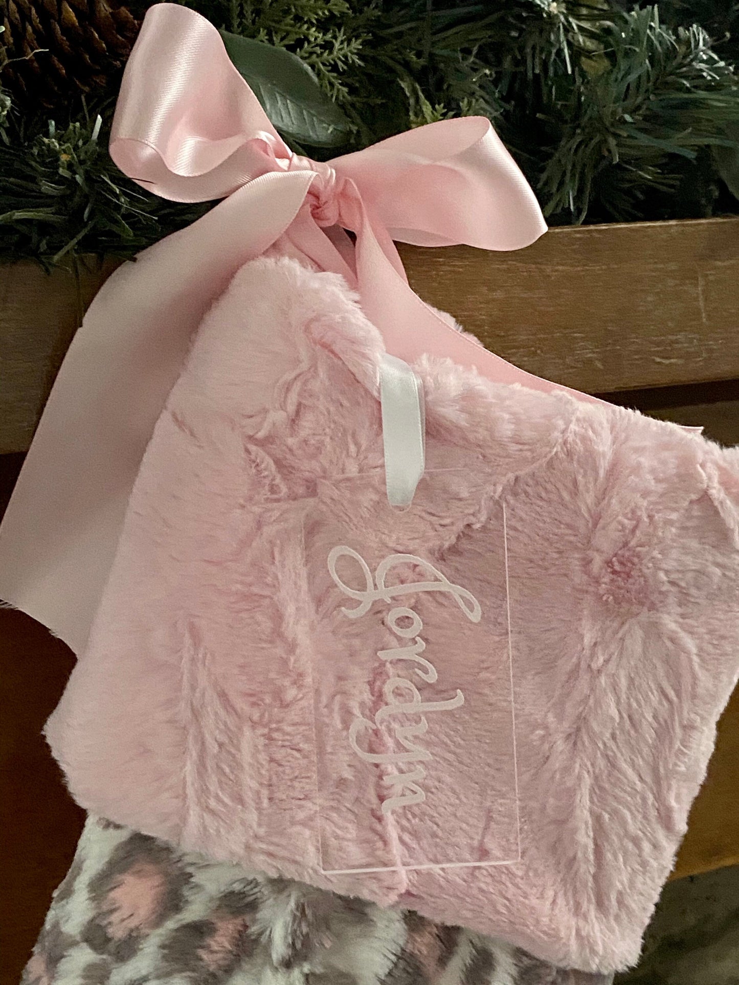 Pink Leopard Christmas Stocking - Personalized