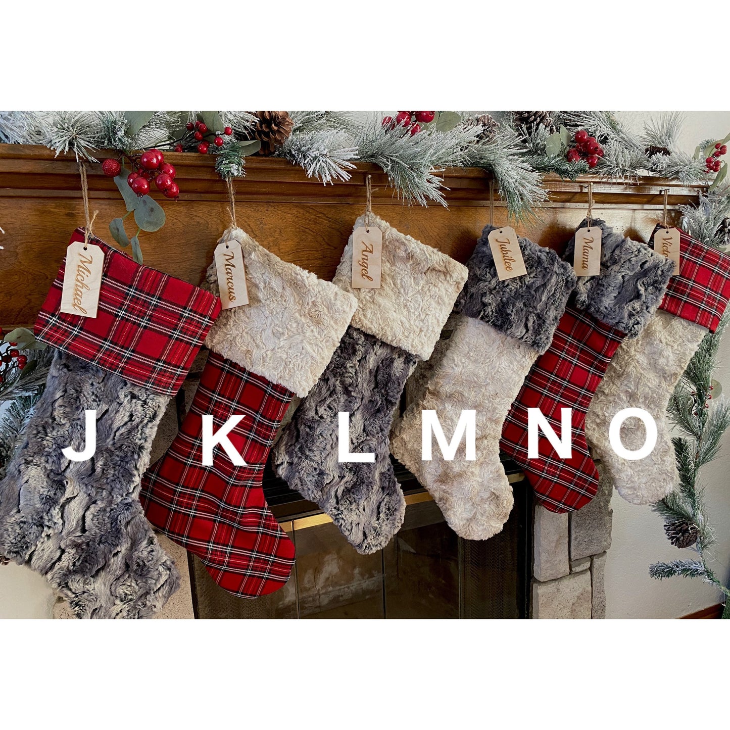 Red Plaid Buffalo Check Plaid Christmas Stocking - Personalized