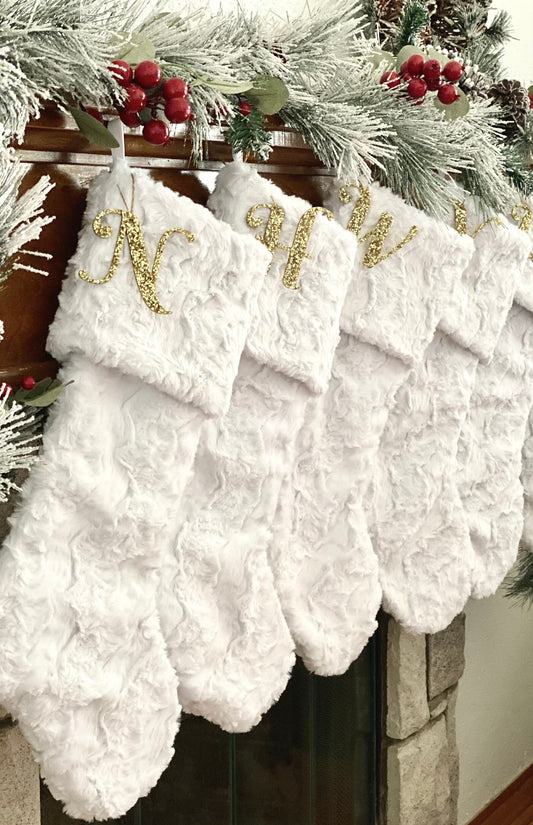 White Christmas Stocking - Personalized