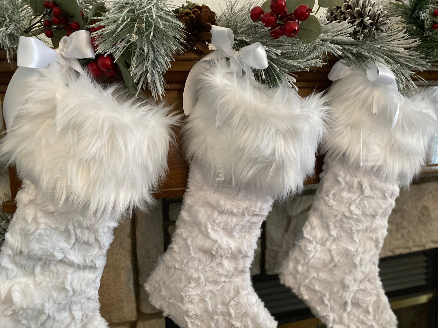 White Christmas Stocking - Personalized