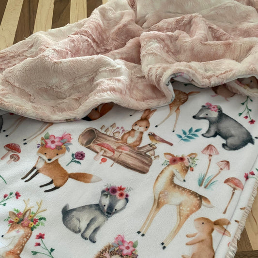 Forest Friends Fawn Minky Baby Blanket - Personalized