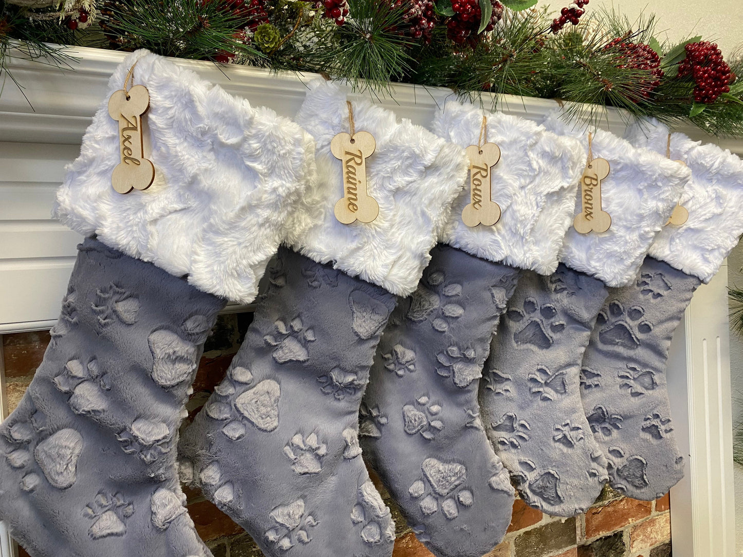 Puppy Gray Christmas Stocking - Personalized