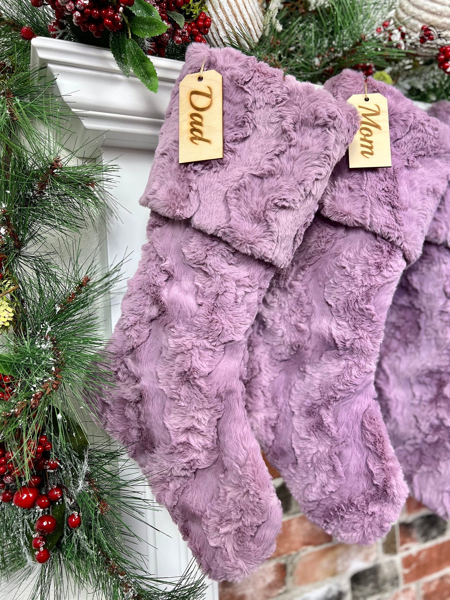 Misty Mauve Berry Christmas Stocking - Personalized