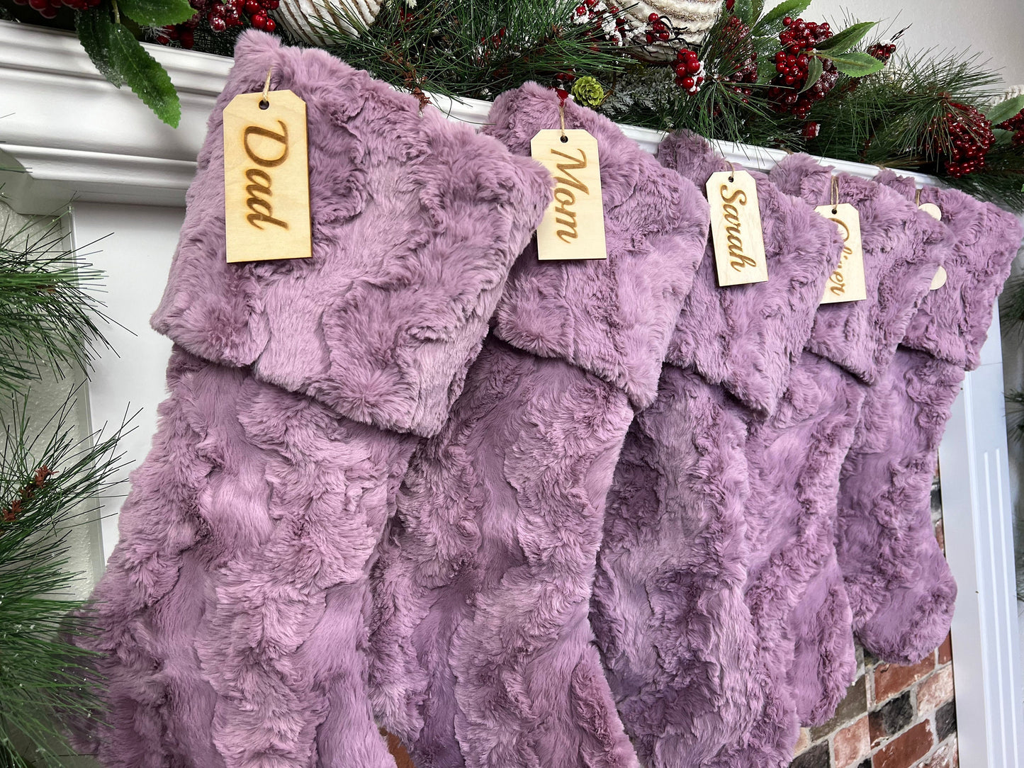 Misty Mauve Berry Christmas Stocking - Personalized