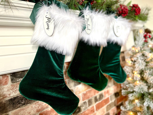 Emerald Green Velvet Christmas Stocking - Personalized
