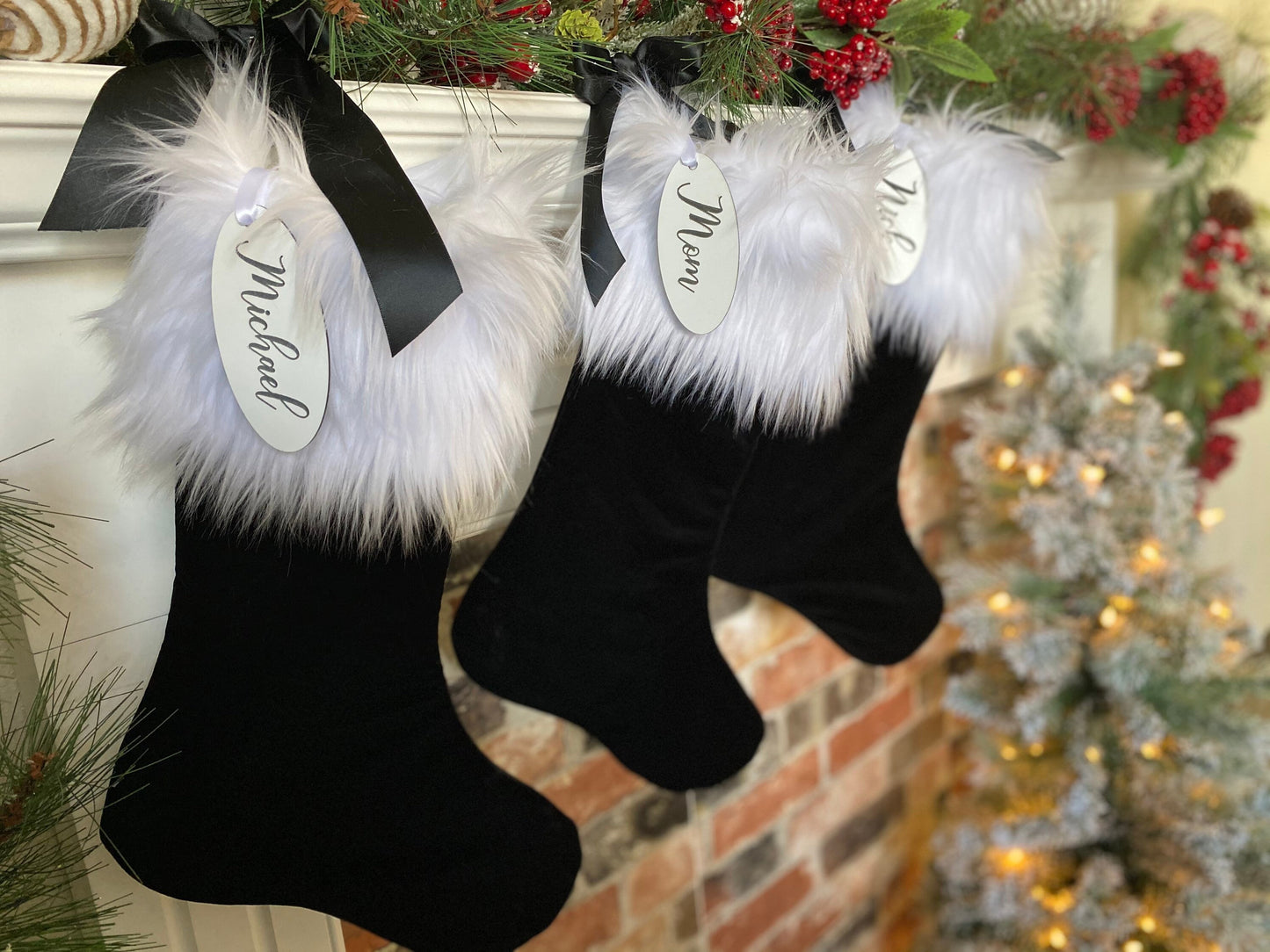 Black Velvet Christmas Stocking - Personalized