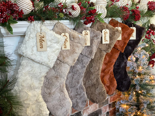Pecan, Neutral, Ivory, Latte, Taupe, Ginger or Chocolate Christmas Stocking - Personalized