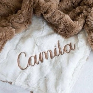 Pecan Neutral Glacier Minky Baby Blanket - Personalized
