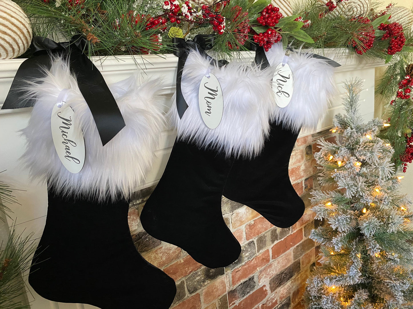 Black Velvet Christmas Stocking - Personalized