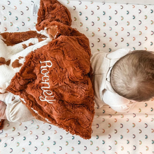 Penny Calf Ginger Cow Western Minky Baby Blanket - Personalized