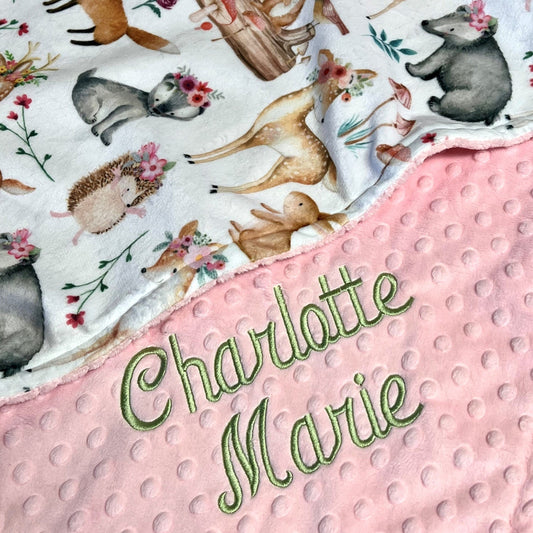 Sweet Darlings Forest Friends Fawn Minky Baby Blanket - Personalized