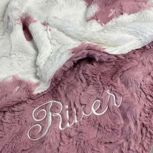 Blush Calf Minky Baby Blanket -Baby Girl Blanket - Personalized